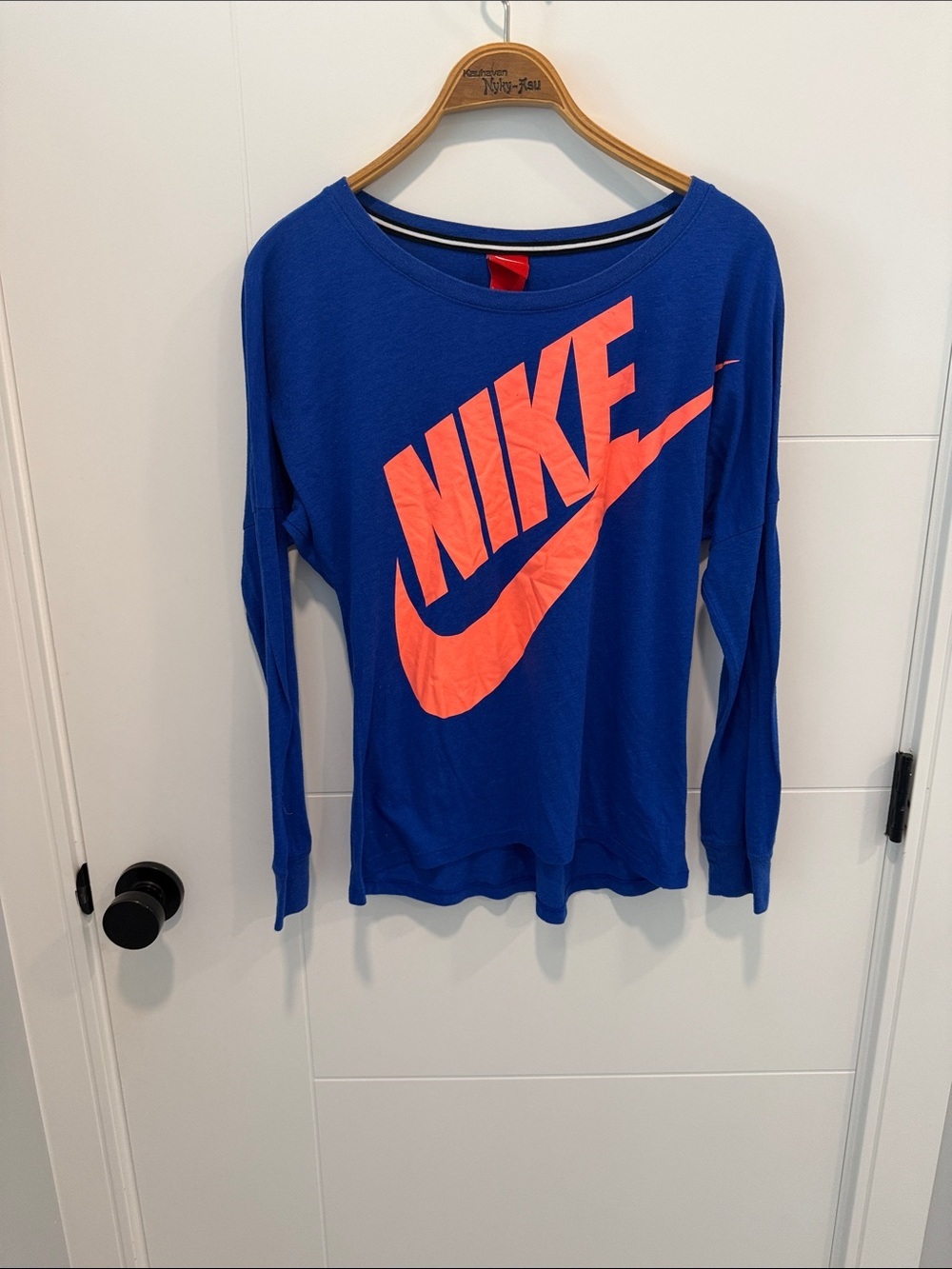 Nike Royal Blue Long Sleeve Shirt with Coral Logo